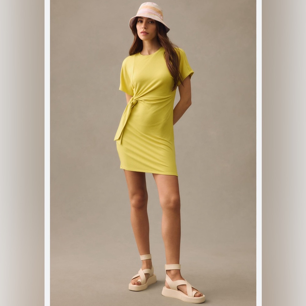 ✨NWT✨Daily Practice by Anthropologie. Nico Tie-Waist Dress Chartreuse. Size M